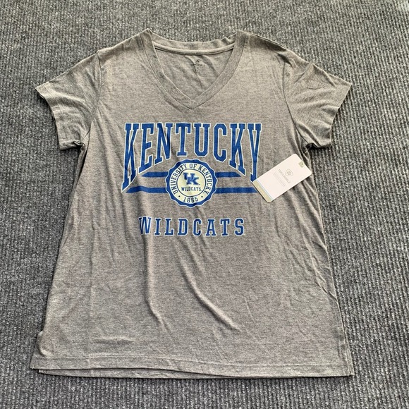 Top of the World Sweaters - Kentucky Wildcats T Shirt Womens Medium‎ M Gray V Neck NCAA College Football New